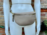 Light brown FANNY pack .Small taupe leather crossbody/ hip bag, bum pack bag in GENUINE leather. Dark beige purse with adjustable strap