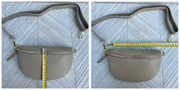 Light brown FANNY pack .Small taupe leather crossbody/ hip bag, bum pack bag in GENUINE leather. Dark beige purse with adjustable strap