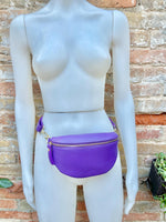 Purple FANNY pack .Small leather crossbody/ hip bag, bum pack bag in GENUINE leather. Purple leather purse with adjustable strap