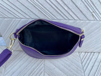 Purple FANNY pack .Small leather crossbody/ hip bag, bum pack bag in GENUINE leather. Purple leather purse with adjustable strap