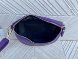 Purple FANNY pack .Small leather crossbody/ hip bag, bum pack bag in GENUINE leather. Purple leather purse with adjustable strap