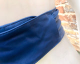Cobalt blue obi belt. Wrap belt in soft genuine leather. Wraparound waist belt. Wide style. Boho dress belt in soft royal blue leather