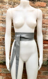 GRAY obi belt. Wrap belt in soft genuine leather. Wraparound waist belt. Wide style. Boho dress belt in medium GREY leather. Grey dress belt