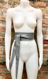 GRAY obi belt. Wrap belt in soft genuine leather. Wraparound waist belt. Wide style. Boho dress belt in medium GREY leather. Grey dress belt