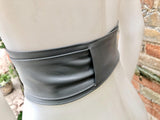 GRAY obi belt. Wrap belt in soft genuine leather. Wraparound waist belt. Wide style. Boho dress belt in medium GREY leather. Grey dress belt