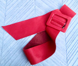 Red leather waist belt with large buckle. Soft leather belt in bright coral red. Genuine leather red dress belt. Wide red waist belt
