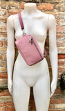Raspberry pink FANNY pack .Small leather crossbody/ hip bag, bum pack bag in GENUINE leather. Pink leather purse with adjustable strap