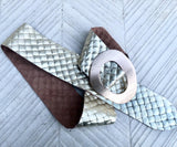 GOLD metallic leather waist belt with large metal buckle. Soft leather belt in gold. Boho glitter genuine leather belt. Gold waist belt