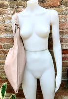 Light pink shoulder leather bag. Dusty pink leather shopper. Soft genuine leather. Carry all bag for your laptop, books etc. Pink purse