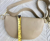 Beige FANNY pack .Small leather crossbody/ hip bag, bum pack bag in GENUINE leather. Beige purse with adjustable strap