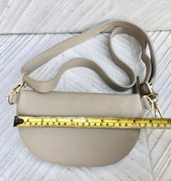 Beige FANNY pack .Small leather crossbody/ hip bag, bum pack bag in GENUINE leather. Beige purse with adjustable strap