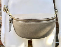 Beige FANNY pack .Small leather crossbody/ hip bag, bum pack bag in GENUINE leather. Beige purse with adjustable strap