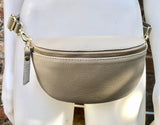 Beige FANNY pack .Small leather crossbody/ hip bag, bum pack bag in GENUINE leather. Beige purse with adjustable strap