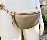 Beige FANNY pack .Small leather crossbody/ hip bag, bum pack bag in GENUINE leather. Beige purse with adjustable strap