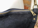 BLACK suede messenger bag. Soft genuine leather crossbody / shoulder bag for books, tablets. BLACK suede purse. Adjustable strap + zipppers