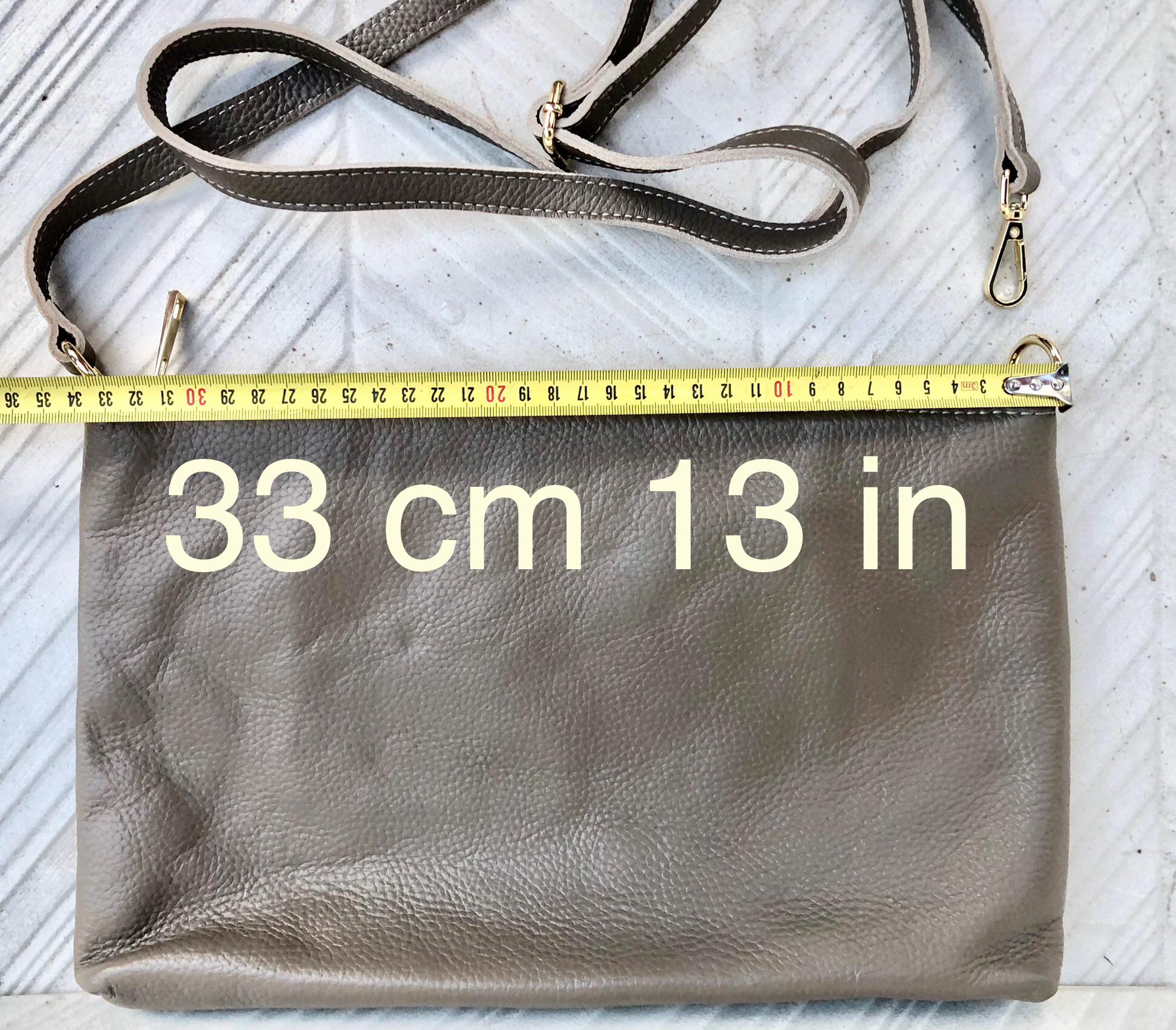 Light brown leather bag. GENUINE leather cross body / shoulder bag. Dark beige bag + adjustable strap. Taupe greyge leather purse. 2 straps