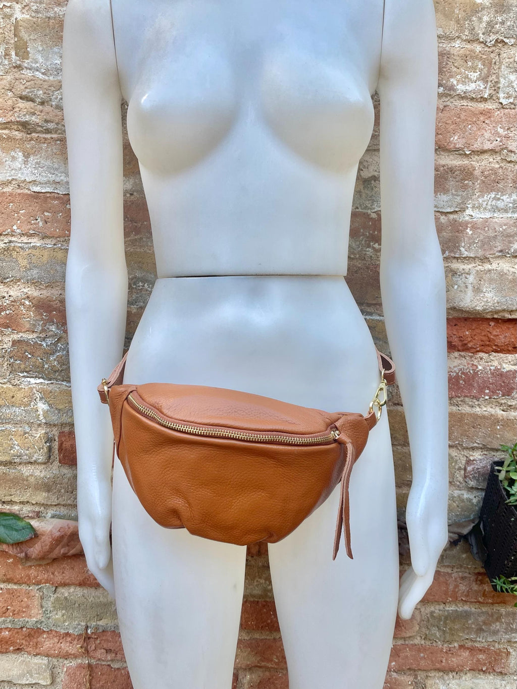 Camel brown FANNY pack .Small tan leather crossbody/ hip bag, bum pack bag in GENUINE leather. Caramel color purse with adjustable strap.