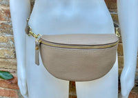 Light brown FANNY pack .Small taupe leather crossbody/ hip bag, bum pack bag in GENUINE leather. Dark beige purse with adjustable strap
