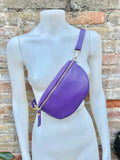 Purple FANNY pack .Small leather crossbody/ hip bag, bum pack bag in GENUINE leather. Purple leather purse with adjustable strap