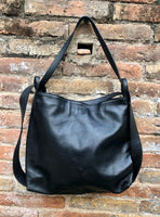BLACK genuine leather rucksack/ shoulder bag / crossbody. BLACK genuine leather shopper. BLACK carry all backpack for laptops, tablets...