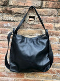BLACK genuine leather rucksack/ shoulder bag / crossbody. BLACK genuine leather shopper. BLACK carry all backpack for laptops, tablets...