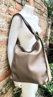 Light brown genuine leather rucksack/ shoulder bag . Taupe color genuine leather shopper. Dark beige carry all / backpack- Greyge purse