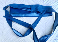 Cobalt blue obi belt. Wrap belt in soft genuine leather. Wraparound waist belt. Wide style. Boho dress belt in soft royal blue leather