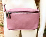 Raspberry pink FANNY pack .Small leather crossbody/ hip bag, bum pack bag in GENUINE leather. Pink leather purse with adjustable strap