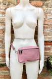 Raspberry pink FANNY pack .Small leather crossbody/ hip bag, bum pack bag in GENUINE leather. Pink leather purse with adjustable strap