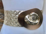 GOLD metallic leather waist belt with large metal buckle. Soft leather belt in gold. Boho glitter genuine leather belt. Gold waist belt