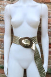 GOLD metallic leather waist belt with large metal buckle. Soft leather belt in gold. Boho glitter genuine leather belt. Gold waist belt