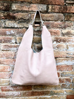 Light pink shoulder leather bag. Dusty pink leather shopper. Soft genuine leather. Carry all bag for your laptop, books etc. Pink purse