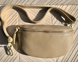 Beige FANNY pack .Small leather crossbody/ hip bag, bum pack bag in GENUINE leather. Beige purse with adjustable strap