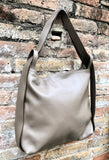Light brown genuine leather rucksack/ shoulder bag . Taupe color genuine leather shopper. Dark beige carry all / backpack- Greyge purse