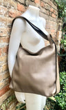 Light brown genuine leather rucksack/ shoulder bag . Taupe color genuine leather shopper. Dark beige carry all / backpack- Greyge purse