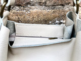 Slouch leather shopper bag in creamy white. Very light beige hobo shoulder bag. Genuine leather book / tablet bag. Cream leather purse