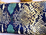 2 sided yellow + snake print leather bag. Crossbody / shoulder bag in GENUINE leather. Small yellow purse. Yellow, black, green animal print