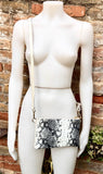 2 sided white /cream + snake print leather bag. GENUINE leather crossbody / shoulder bag. Small purse. White, cream, black animal print
