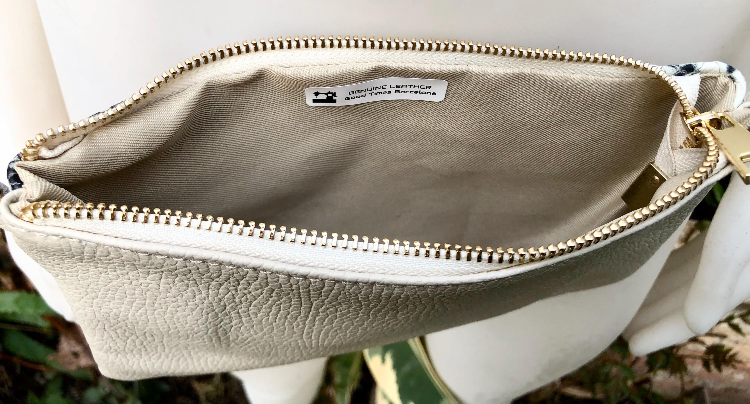 2 sided white /cream + snake print leather bag. GENUINE leather crossbody / shoulder bag. Small purse. White, cream, black animal print