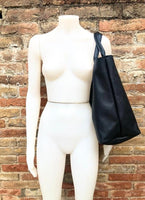 Tote leather bag in BLACK. Leather shopper in GENUINE leather. Large carry all bag for your laptop, books. Black leather shopper bag