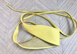 Obi belt in soft leather. YELLOW Wrap belt. Waist belt in light lemon yellow. Yellow wraparound or dress belt. Yellow dress belt.