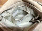 BOHO suede + leather messenger bag in light BEIGE. Cross body bag in BEIGE suede. Soft genuine leather messenger bag. Beige leather purse