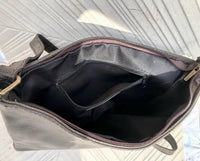 Dark brown leather messenger bag. Crossbody / shoulder bag with flap + zipper. Soft genuine leather messenger bag. Brown leather purse