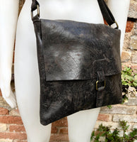 Dark brown leather messenger bag. Crossbody / shoulder bag with flap + zipper. Soft genuine leather messenger bag. Brown leather purse