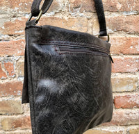 Dark brown leather messenger bag. Crossbody / shoulder bag with flap + zipper. Soft genuine leather messenger bag. Brown leather purse