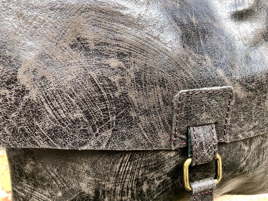 Dark brown leather messenger bag. Crossbody / shoulder bag with flap + zipper. Soft genuine leather messenger bag. Brown leather purse