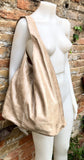 Slouch bag. Large TOTE leather bag in beige glossy genuine leather. Beige leather bag. Beige shopper with wide strap.Tan leather purse
