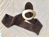Dark brown suede waist belt with large metal buckle.Soft suede belt in light chocolate brown. Brown boho belt.Genuine natural suede leather.