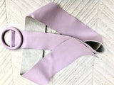 Light PURPLE leather waist belt with large round buckle. Soft leather belt. Genuine leather mauve dress belt. Wide lavender waist belt