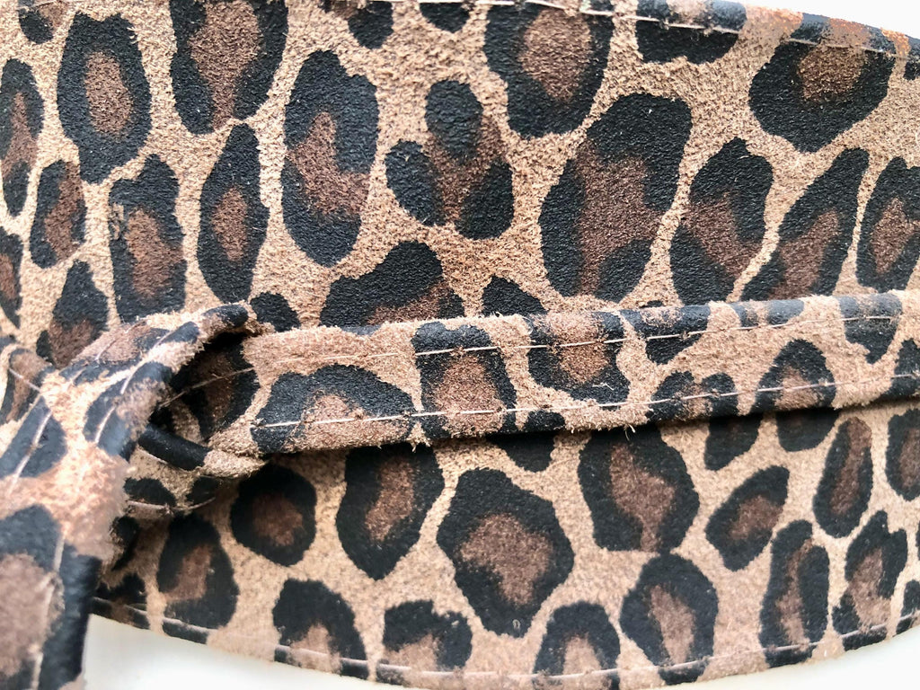 CHEETAH print suede OBI belt.Wrap belt in natural brown + black suede. Genuine leather panther waist belt. Animal print wraparound boho belt